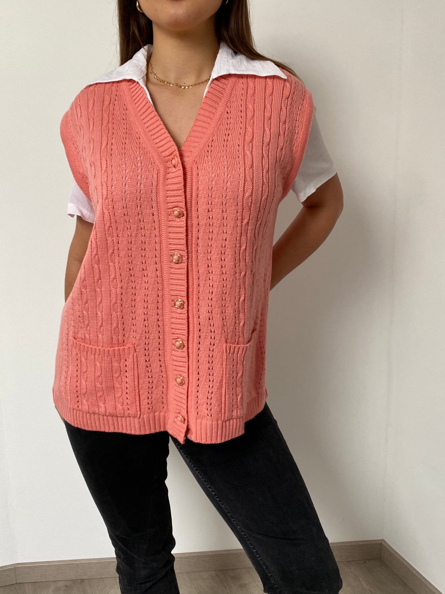 Pale pink vest 80s Size L/XL