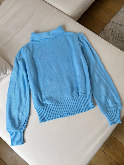 Pull col montant bleu 80s Taille 36/38