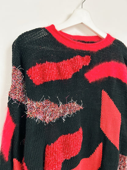 Pull oversize noir et rouge 90s Taille 38/40