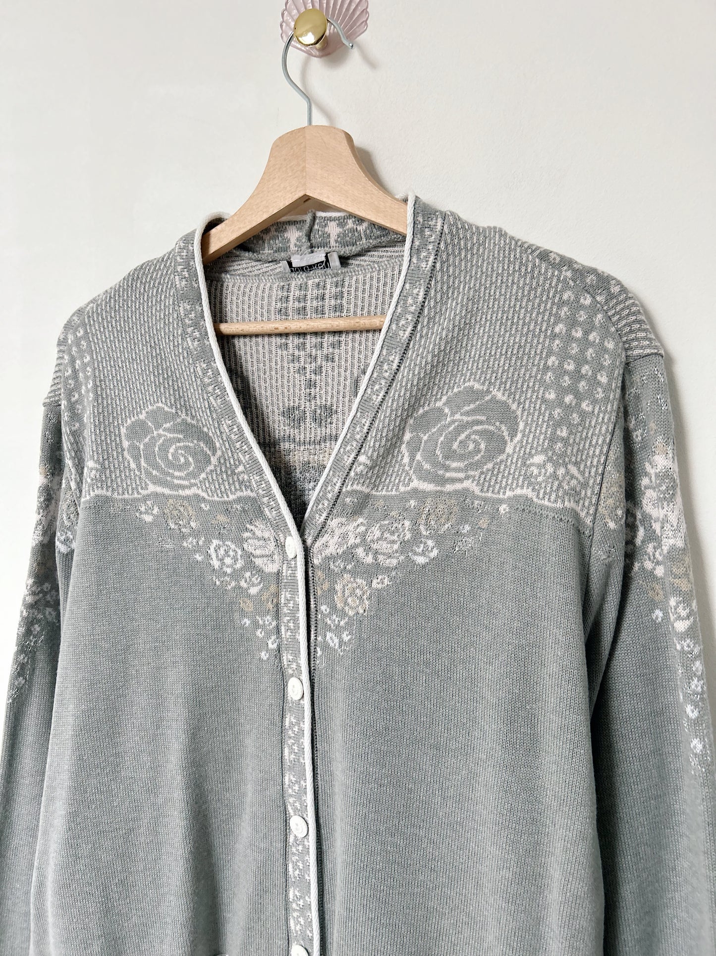 Cardigan gris à motifs vintage Taille 44