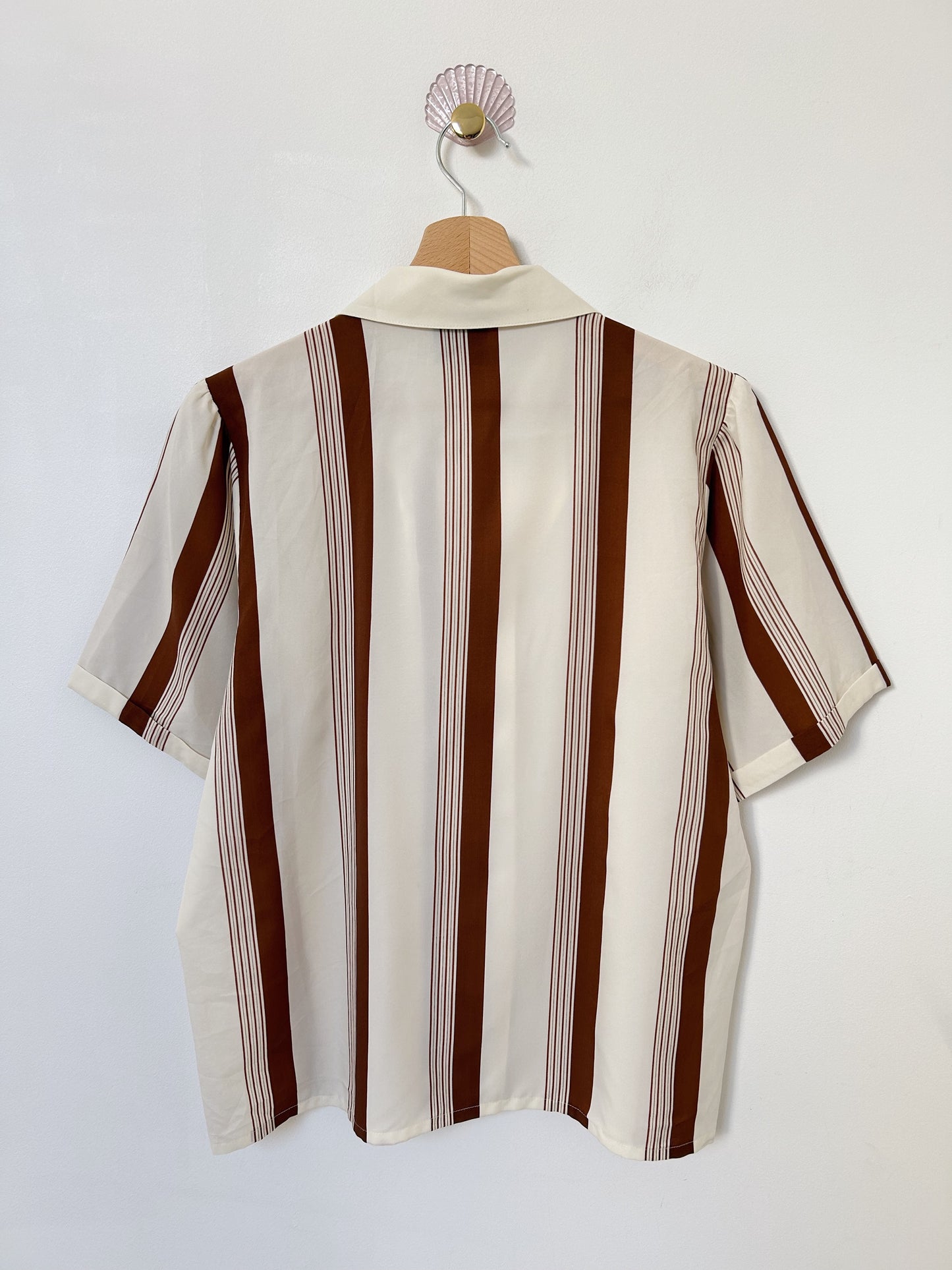 Chemise oversize lignée marron et crème 90s Taille 36/38