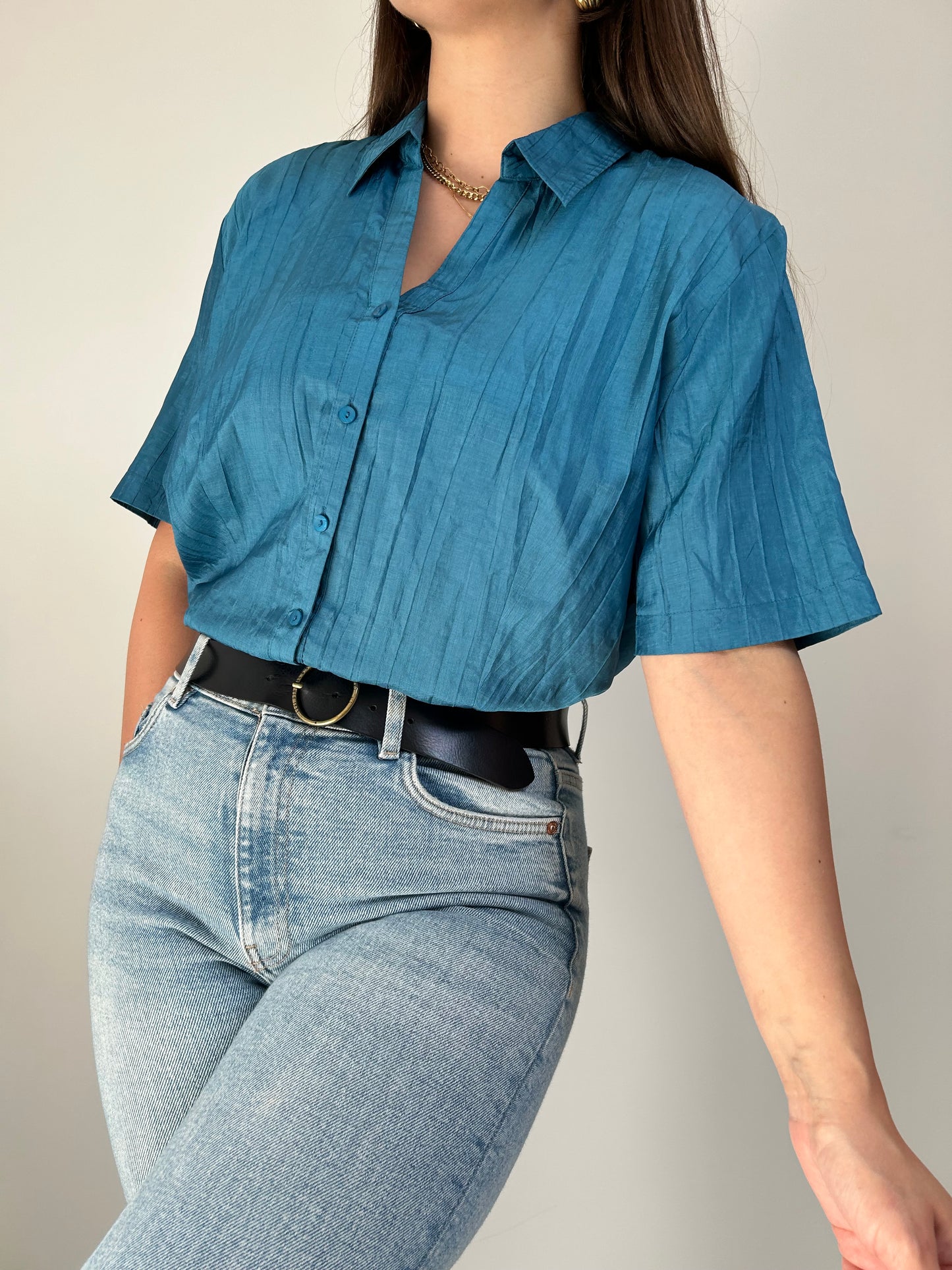 Chemise oversize satinée effet froissé 90s Taille 36 à 42