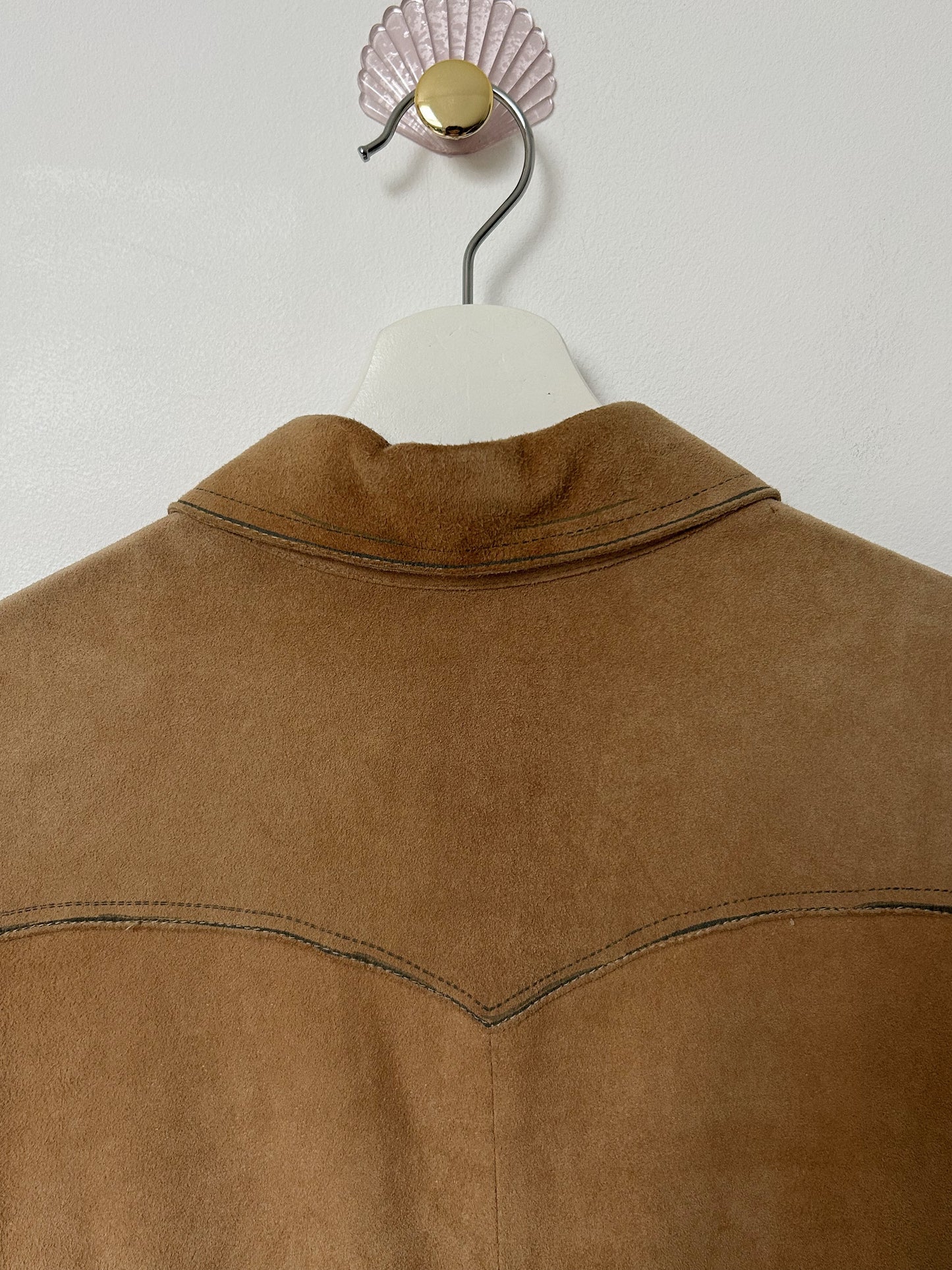 Veste chemise en daim beige 70s Taille 36/38