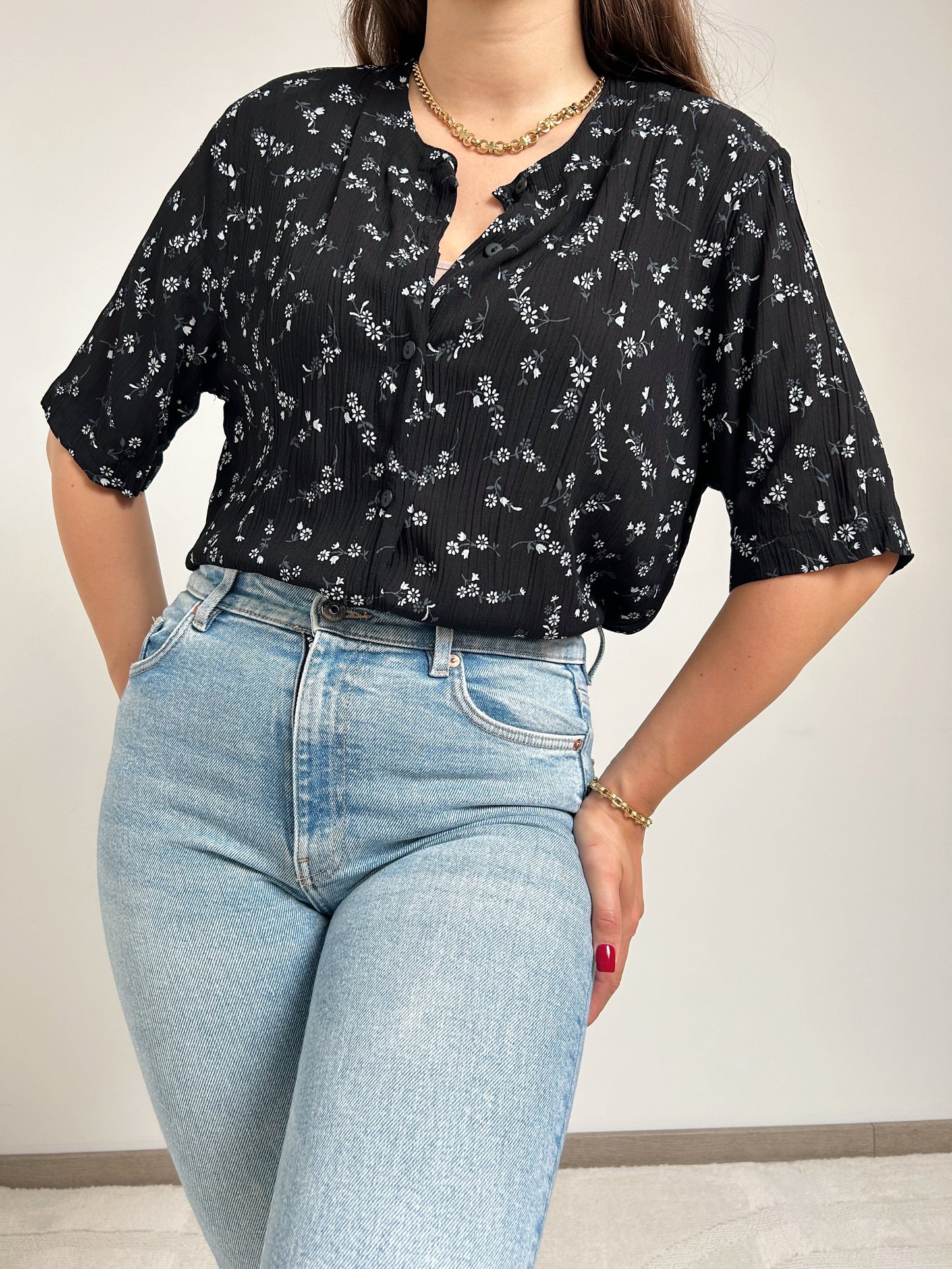 Chemise oversize effet froissée à fleurs 90s Taille 38/40