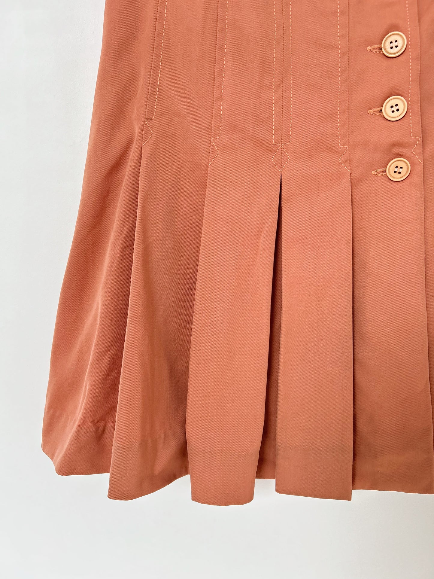 70s Coral Asymmetrical Button Skirt Size 34