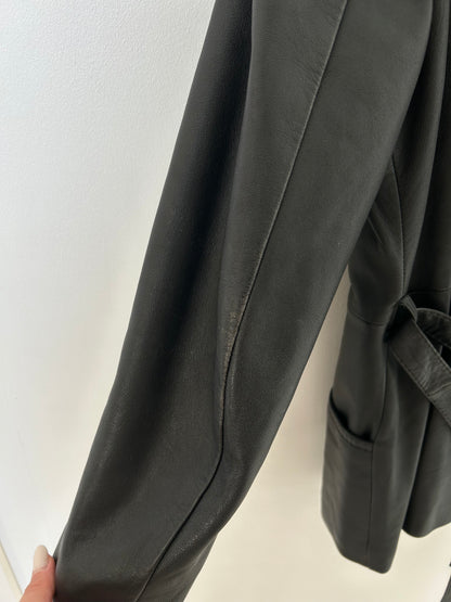 Veste en cuir cintrée noir 70s Taille 36/38