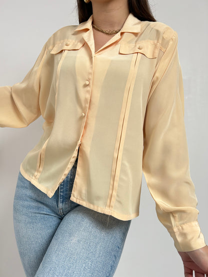 Chemise oversize jaune satiné 90s Taille 38/40