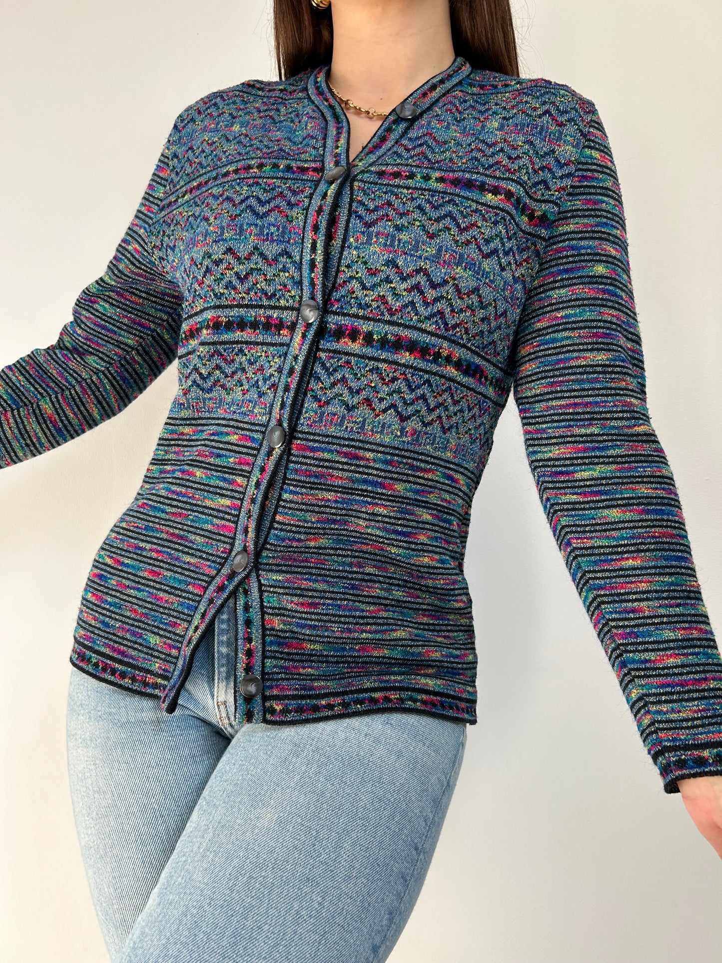 Gilet à motifs multicolores vintage Taille 36