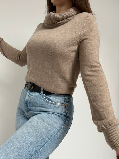 Pull col roulé beige 80s Taille 36