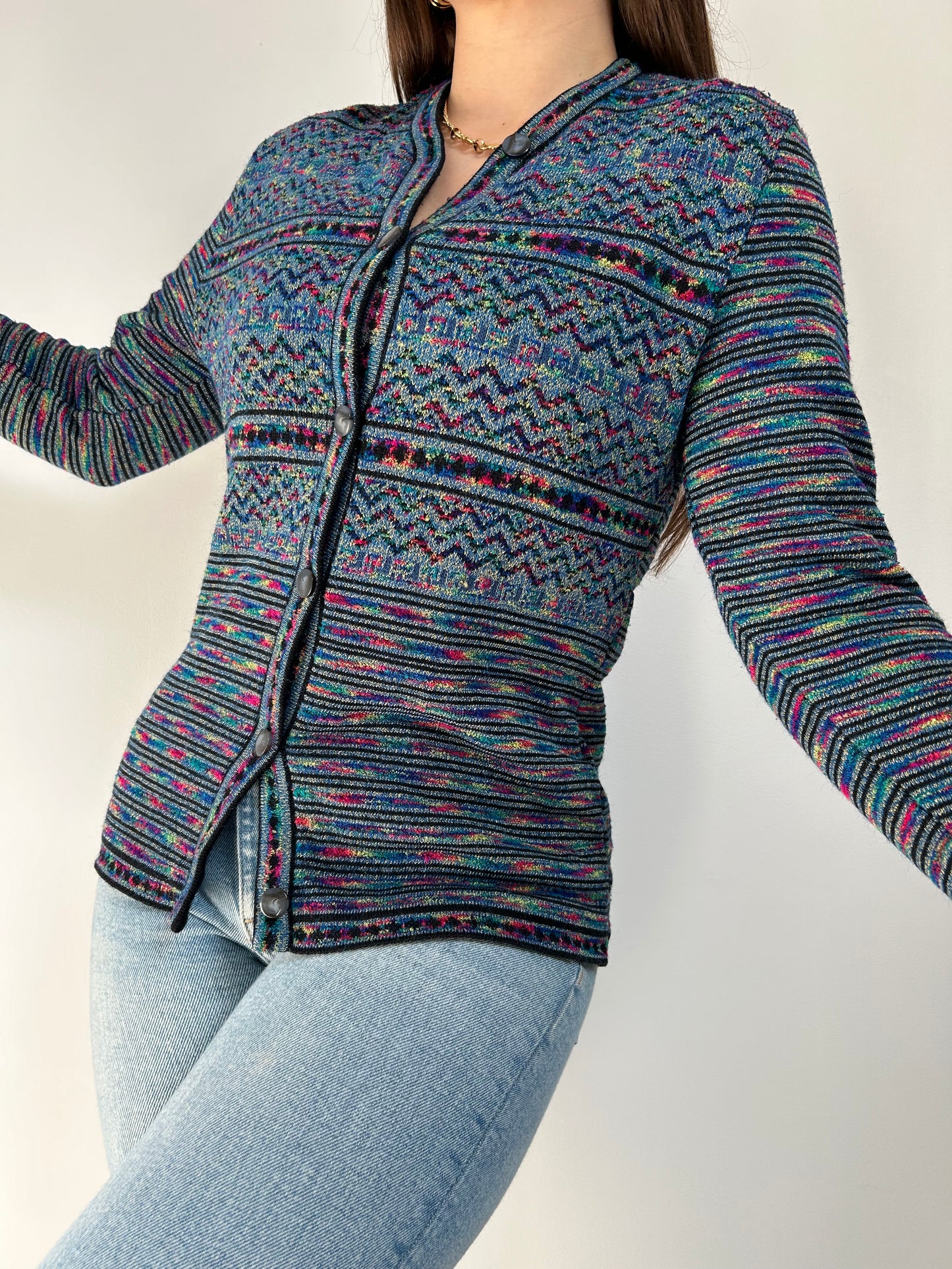 Gilet à motifs multicolores vintage Taille 36