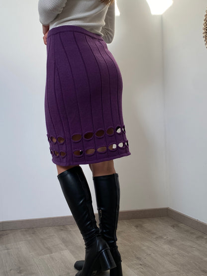 90s purple mesh mid-length skirt Size 38