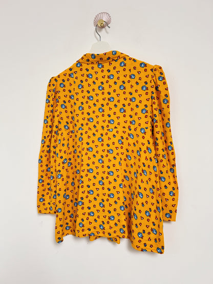 70s blue and orange floral shirt Size 34