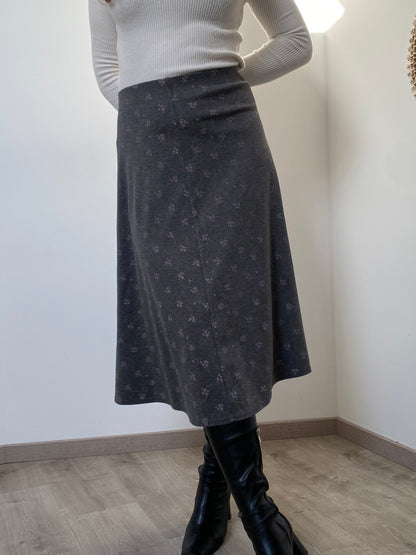 90s Grey Flared Knit Skirt Size 42