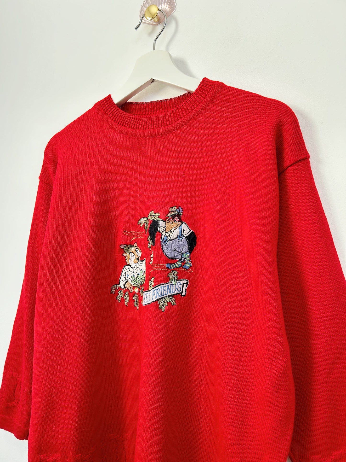 Pull rouge oversize brodé 90s Taille 38/40