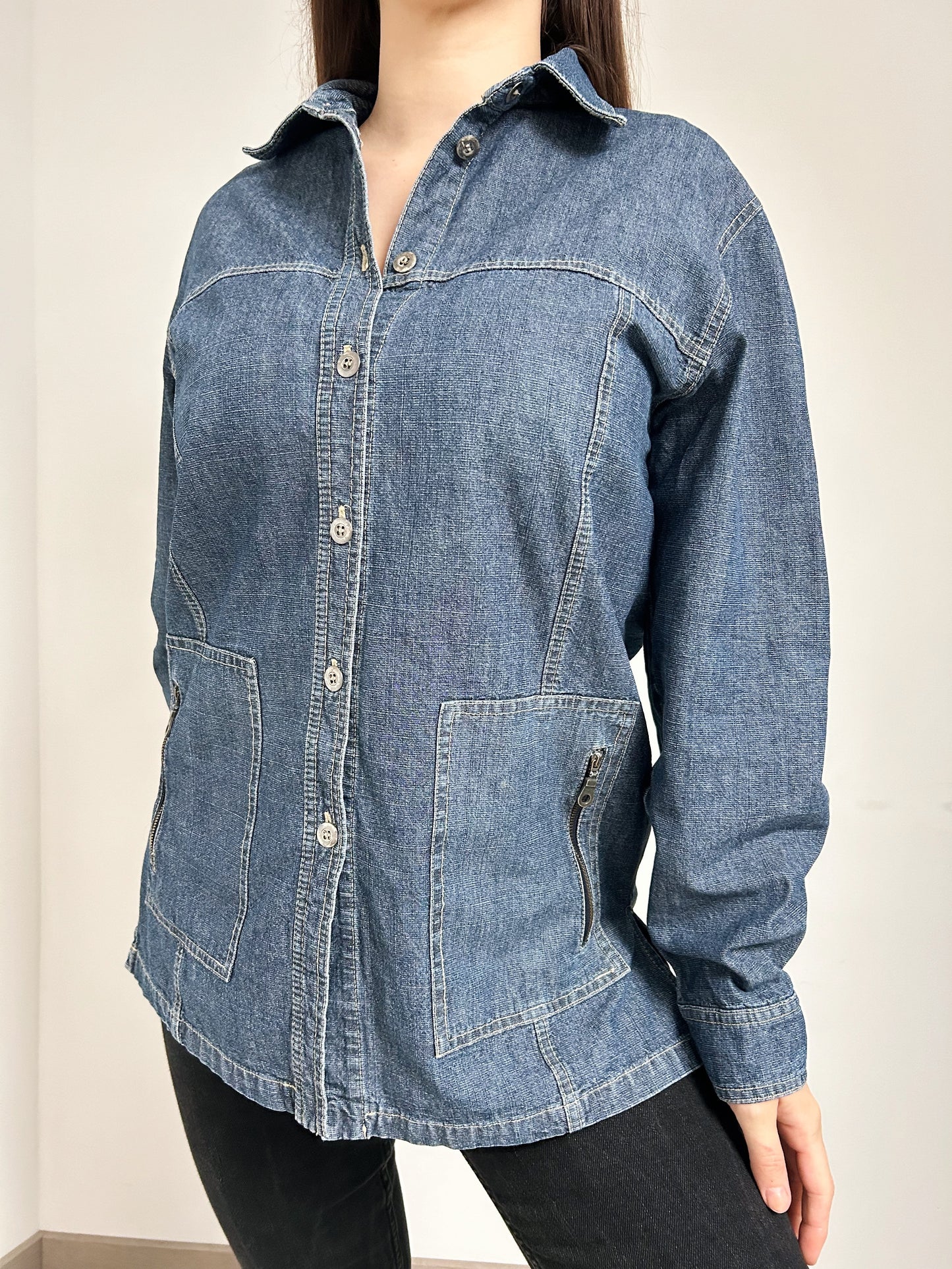 Chemise en jean bleu brut 90s Taille 40