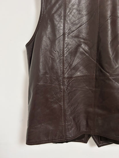 Dark brown leather vest 70s Size 38/40