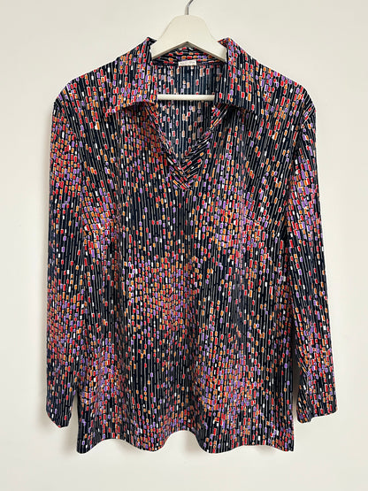 70s Purple and Orange Print Blouse Size 40