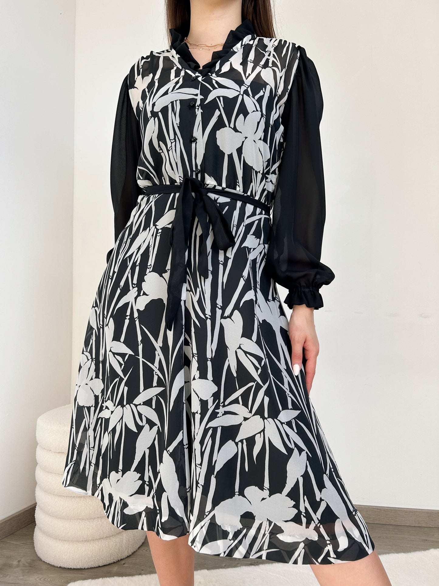 Robe à motifs noir et blanc 90s Taille 38