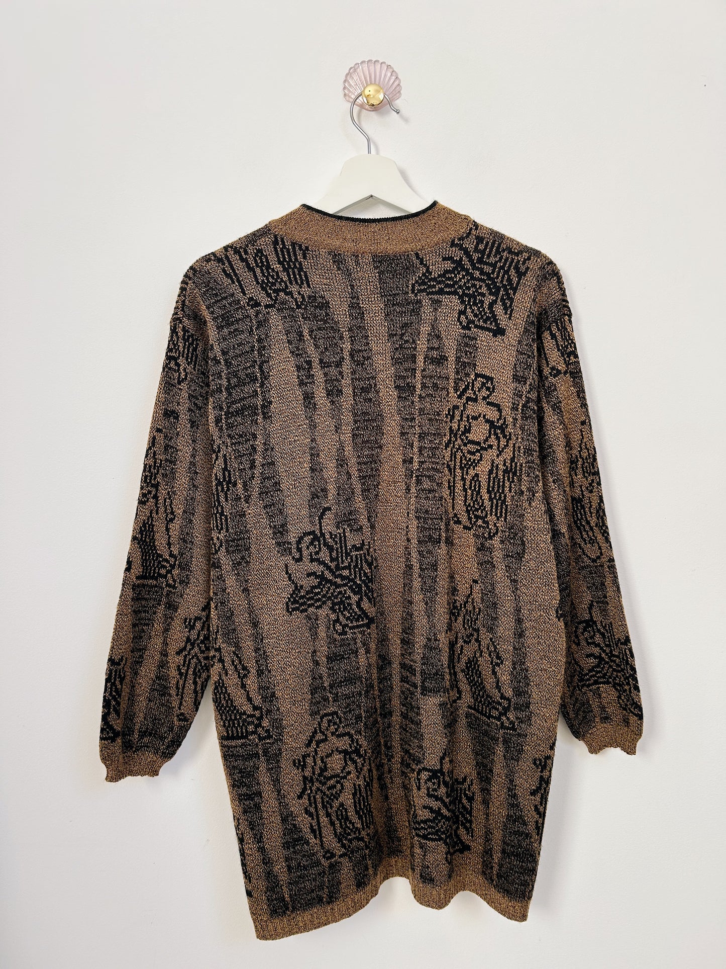 Pull long marron à motifs noir 90s Taille 38