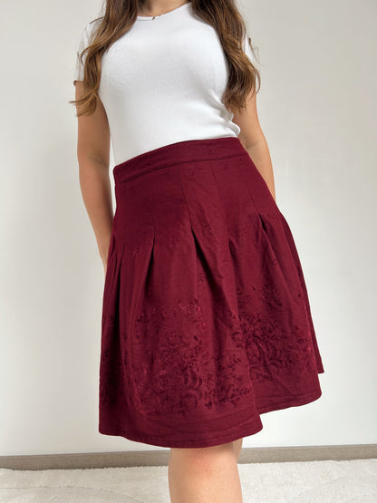 70s floral burgundy velvet skirt Size 38