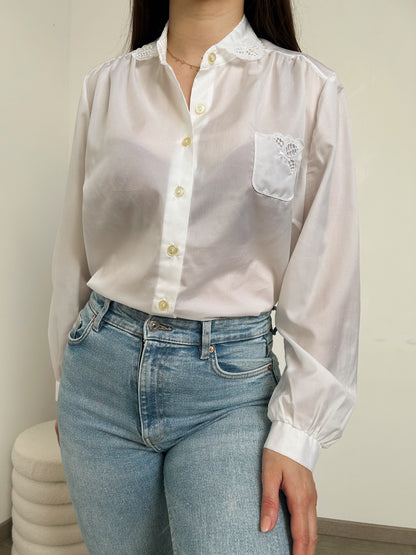 Chemise blanche brodée vintage Taille 40/42