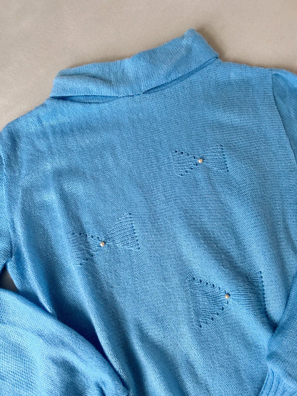 Pull col montant bleu 80s Taille 36/38