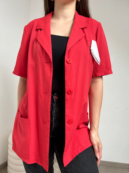 Blazer chemise rouge texturé 90s Taille 38/40