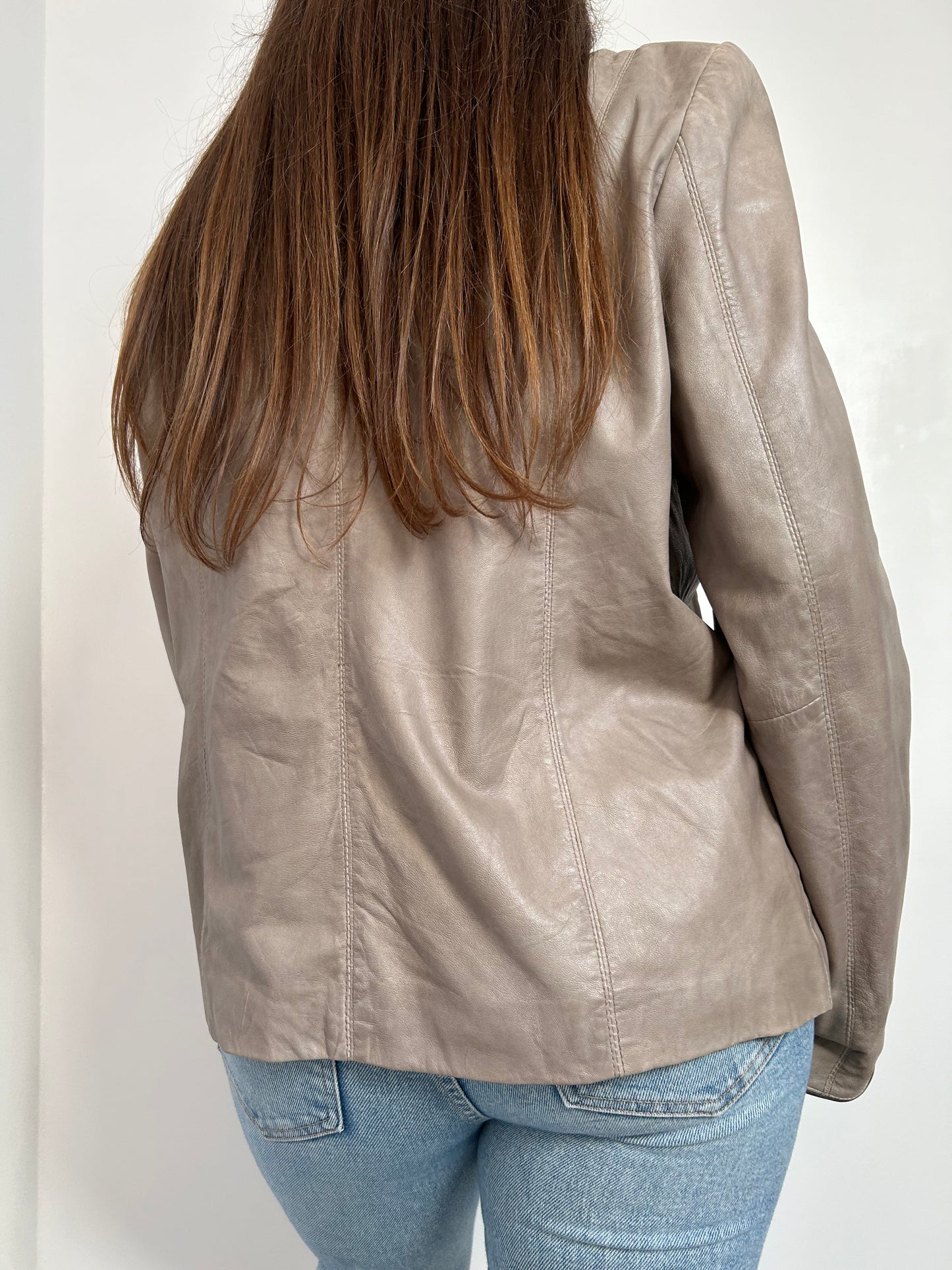 Veste en cuir beige 90s Taille 40