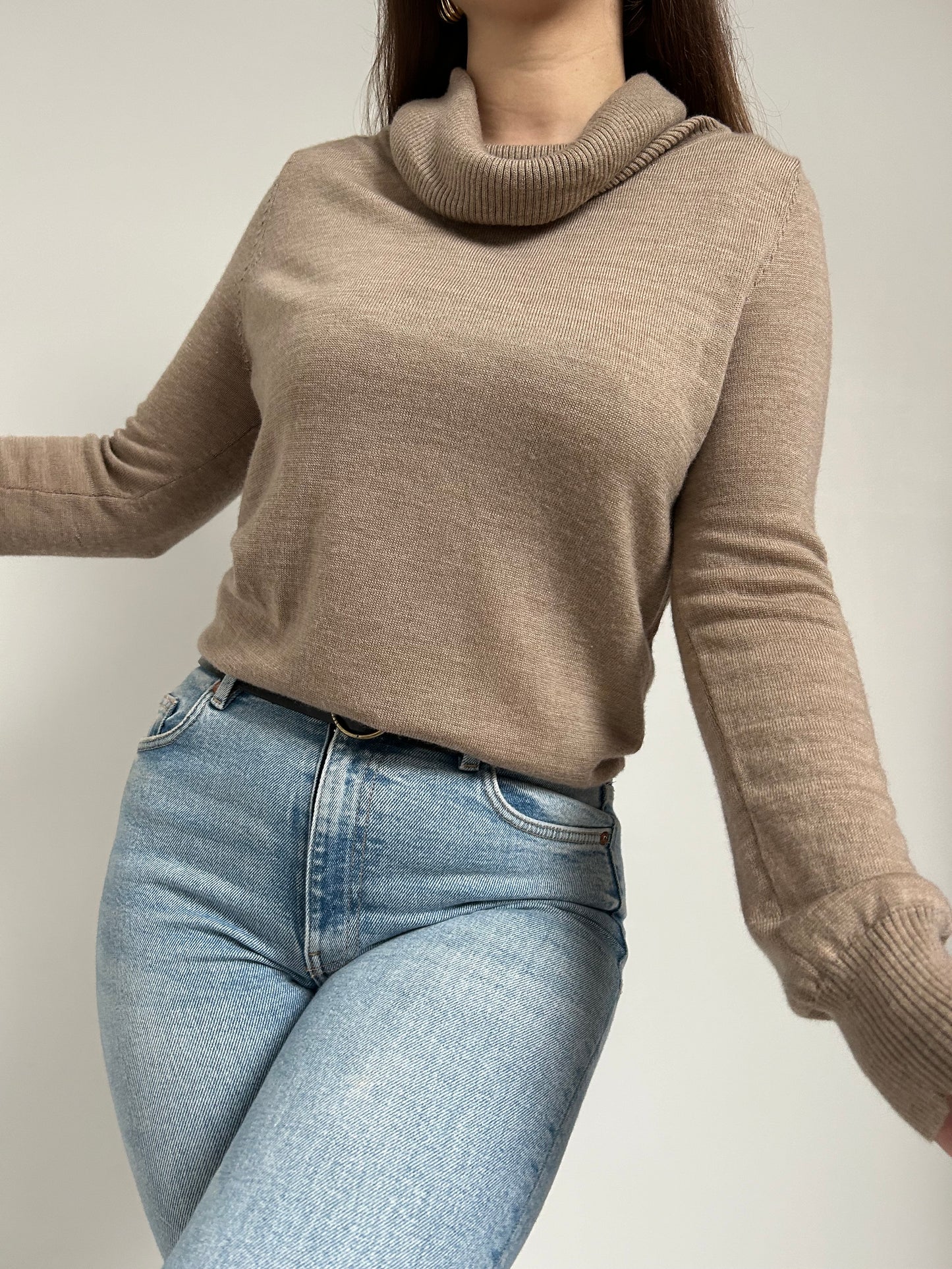 Pull col roulé beige 80s Taille 36