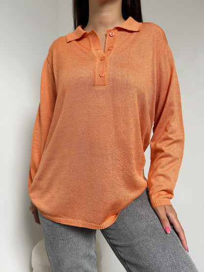 Pull col chemise orange 80s Taille 40/42