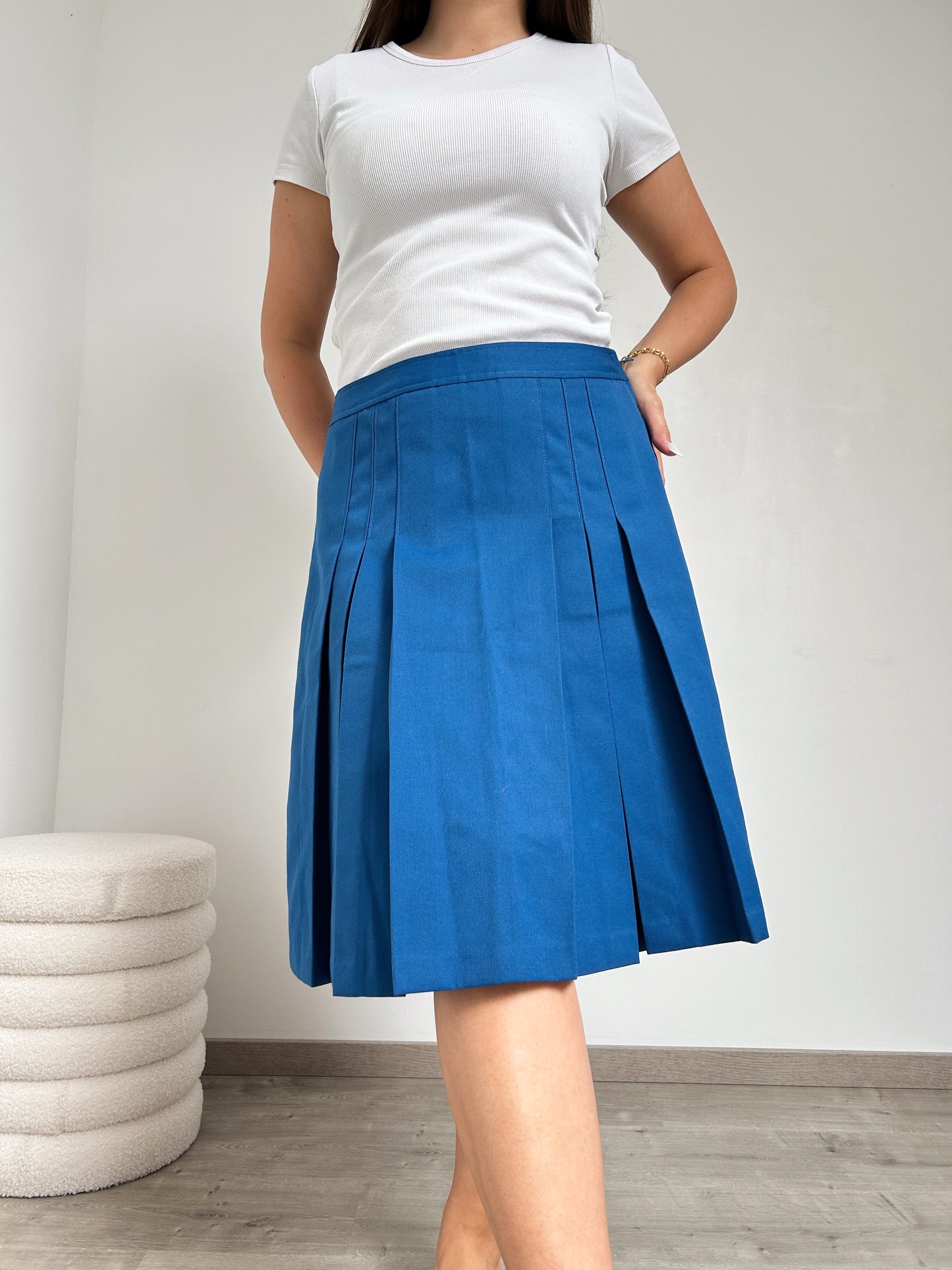 Jupe bleue plissée 70s Taille 40