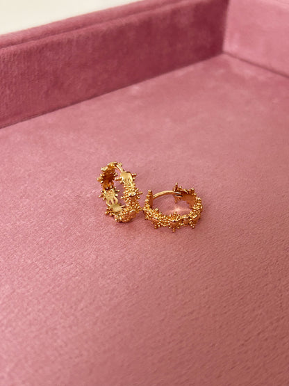 Gold plated flower hoop earrings