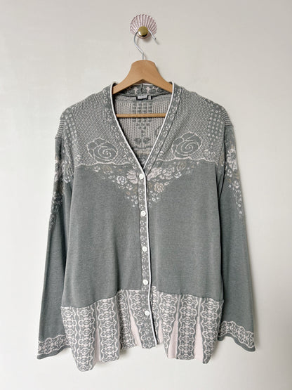 Cardigan gris à motifs vintage Taille 44