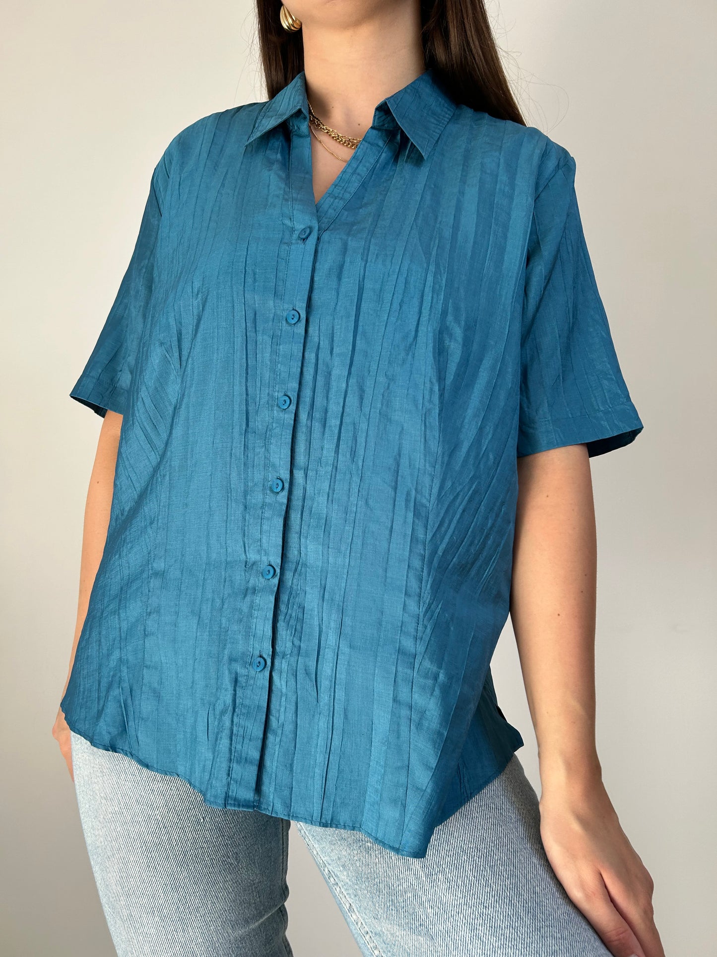 Chemise oversize satinée effet froissé 90s Taille 36 à 42