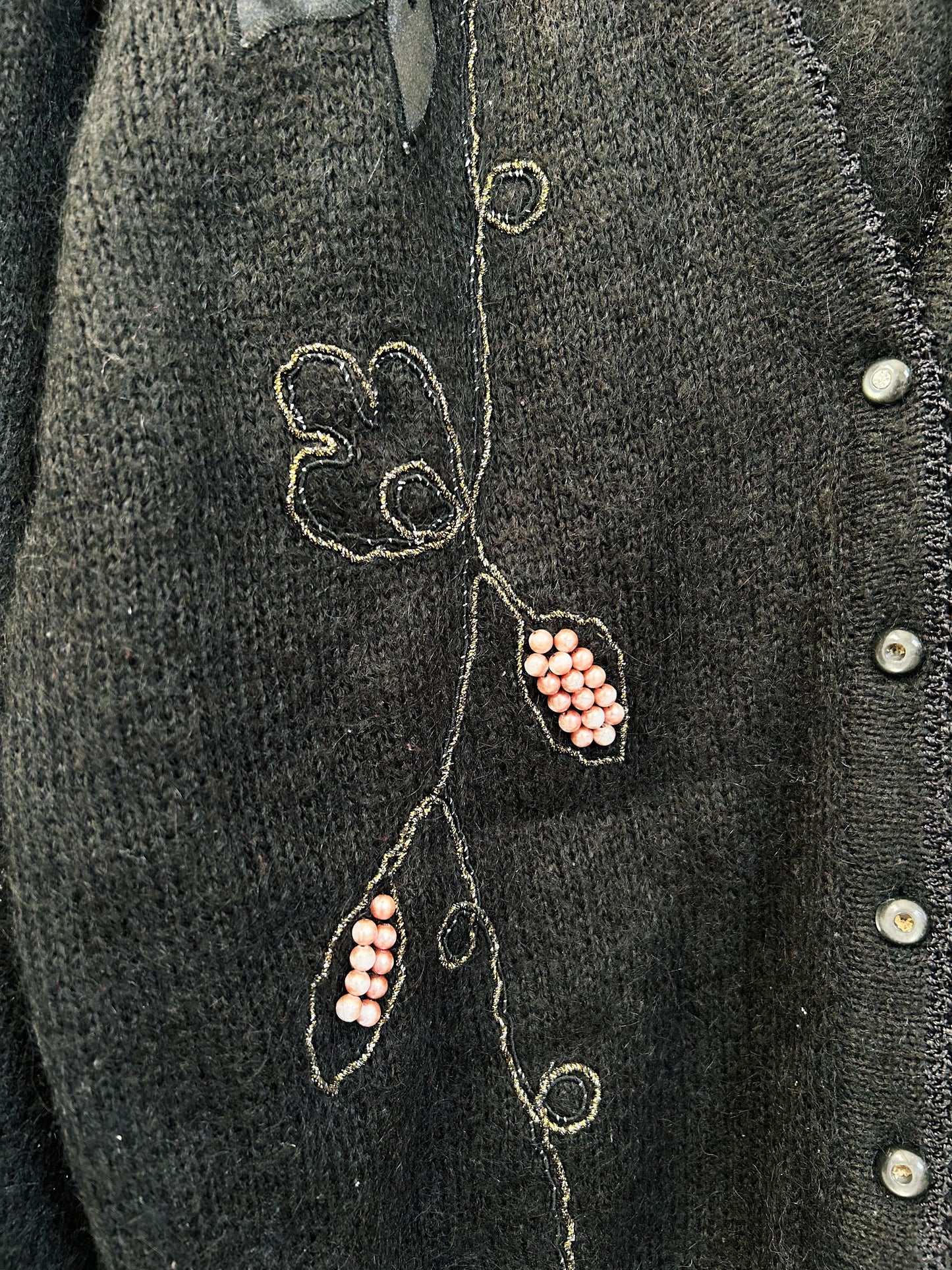 Black cardigan with pearls 80s Size 38/40