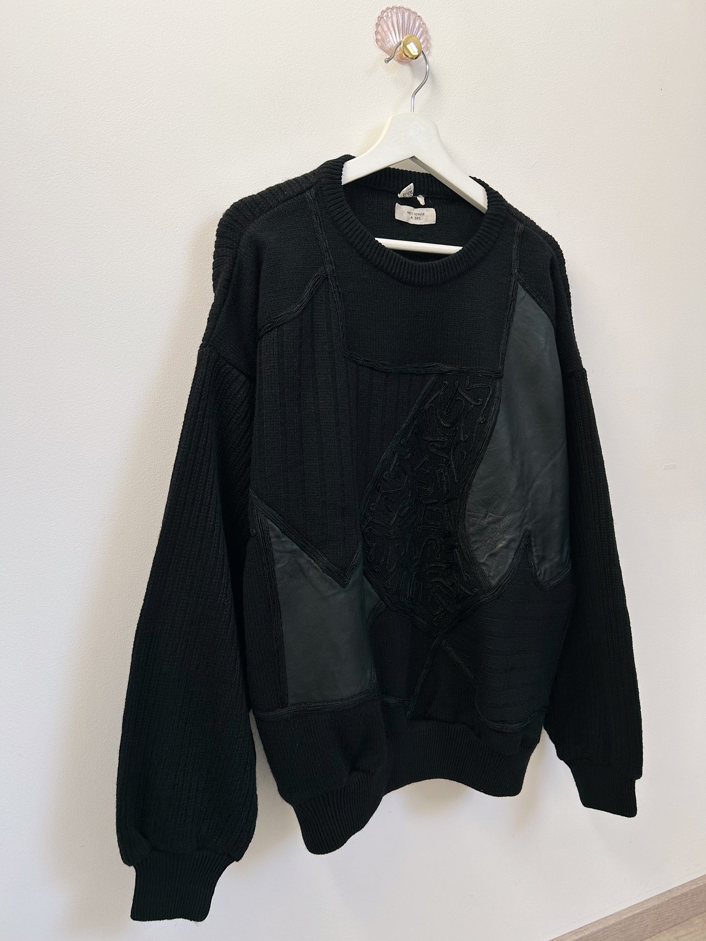 Pull oversize bi matière noir 90s Taille 40/42