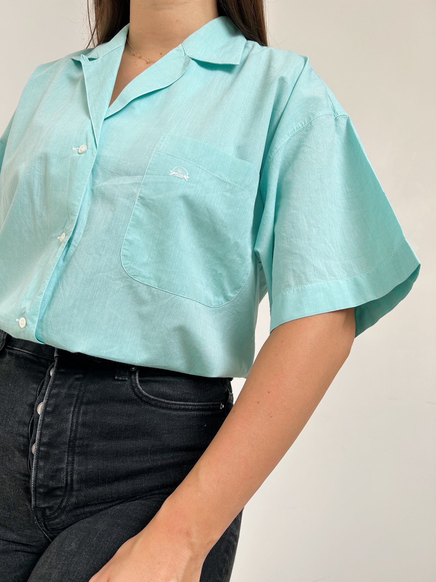 Oversized 90s turquoise blue shirt Size 40/42