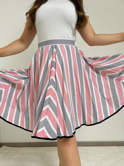 70s Striped Flared Skirt Size 36