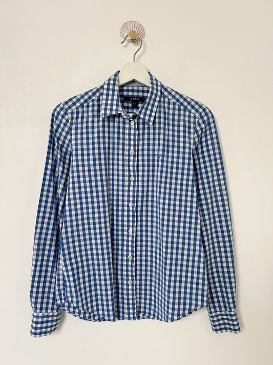 Vintage Blue Vichy Pattern Shirt Size 36