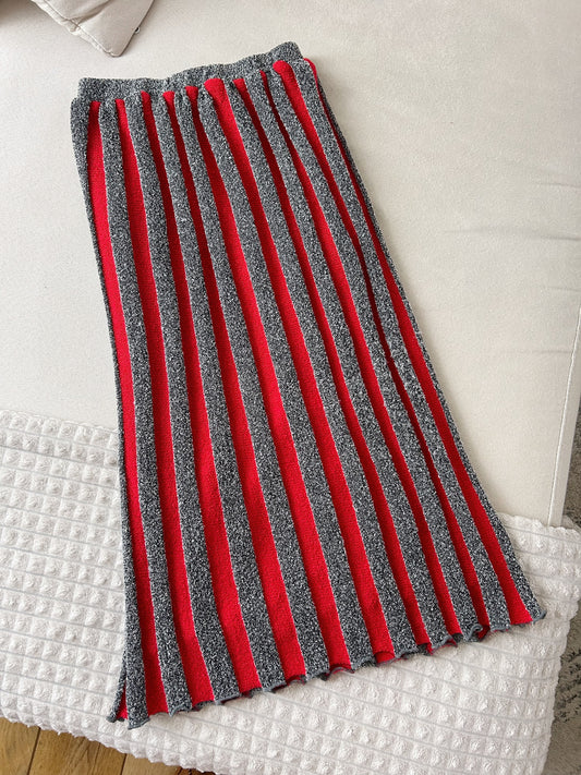 Jupe en maille rouge et gris vintage Taille 34