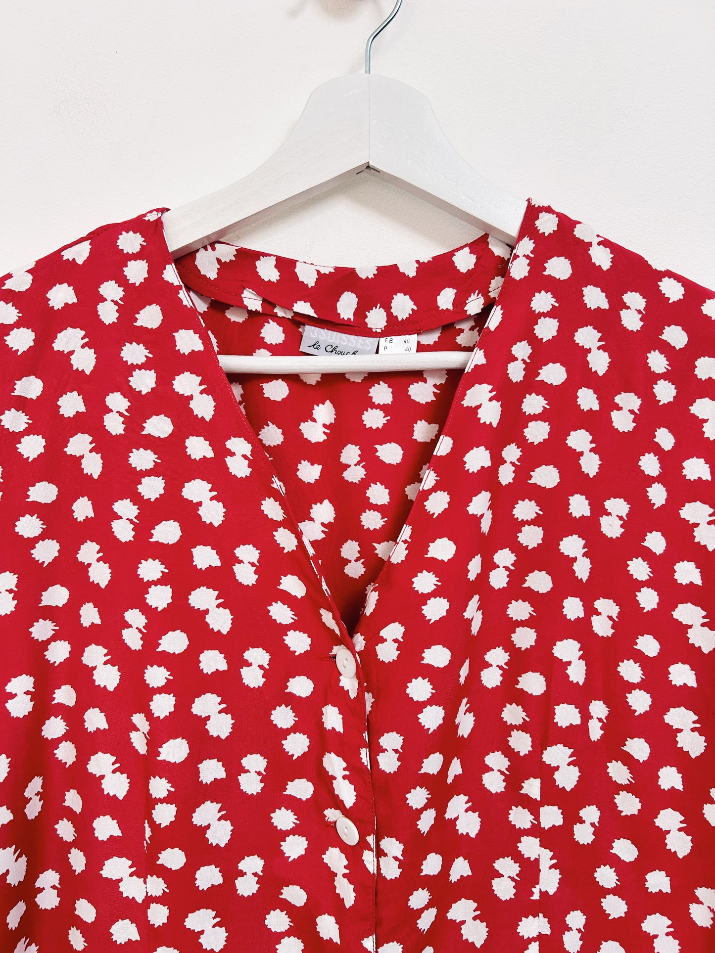 Chemise à motif blanc et rouge 90s Taille 36/38