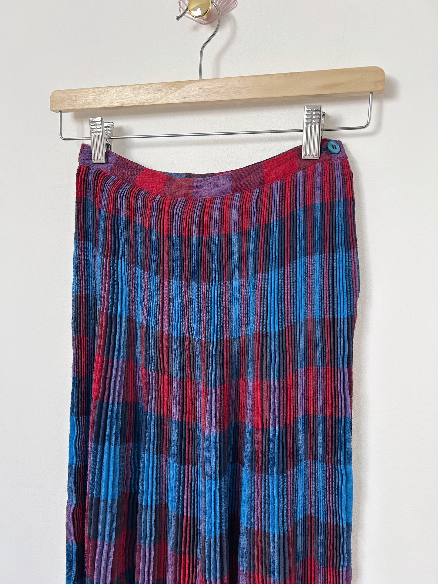 Long pleated plaid skirt 80s Size 34