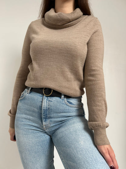 Pull col roulé beige 80s Taille 36