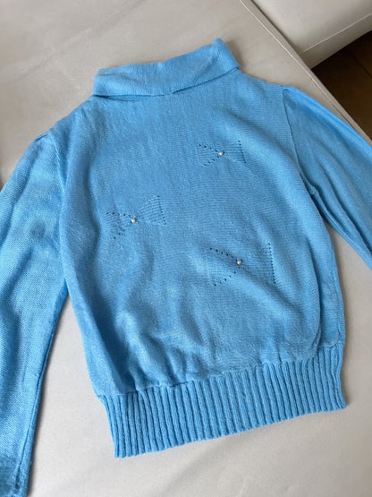 Pull col montant bleu 80s Taille 36/38