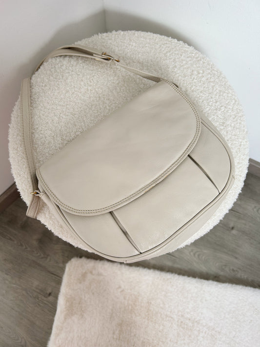 Sac à main en cuir crème 80s