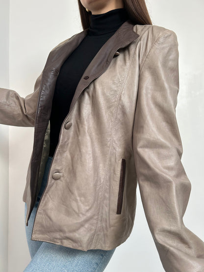 Veste en cuir beige 90s Taille 40