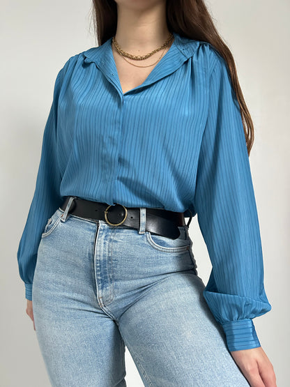 Chemise bleu lignée vintage Taille 38/40