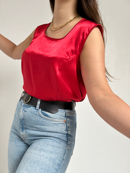 Top rouge satiné 90s Taille 38