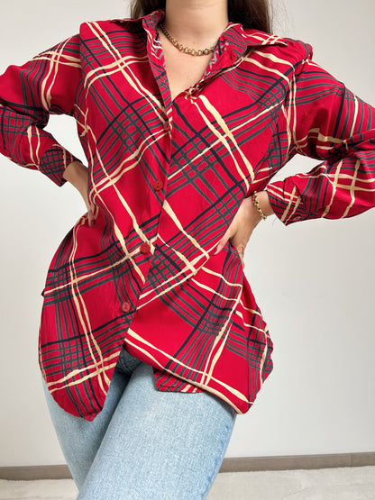 90s Red Plaid Shirt Size 38 to 42