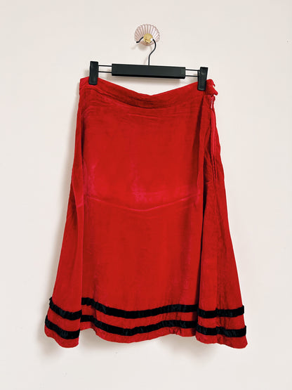 Jupe en velours rouge 70s Taille 36